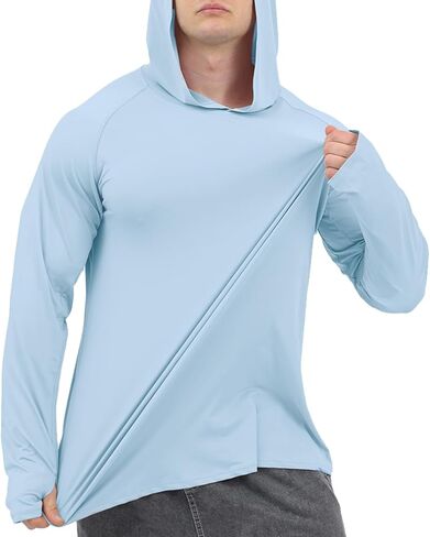 قمصان Pathome للرجال بأكمام طويلة: قميص رجالي بغطاء للرأس بعامل حماية من أشعة الشمس 50+ وعامل حماية من الشمس SPF/الأشعة فوق البنفسجية مناسب للجفاف والمشي لمسافات طويلة والسباحة وصيد الأسماك in Kuwait