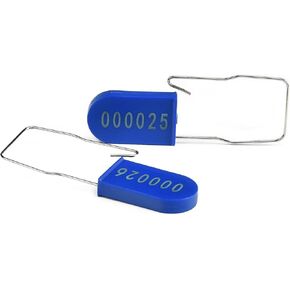 20pcs Security Metal Wire Padlocks, Plastic Security Seals Disposable Anti-Tamper Tag Locks with Numbered Anti Tamper Tag Hasps (Blue, 20pcs)