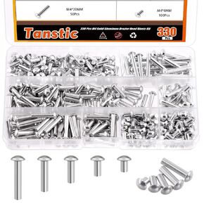 200Pcs M6 Solid Aluminum Brazier Head Rivets, 6mm 10mm 14mm 20mm 25mm Length Solid Aluminum Rivets for Machinery Automobile Industry