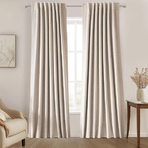 UHITECH Cream Blackout Curtains for Bedroom Small Window Curtains 45 Inch Long Back Tab/Rod Pocket Short Black Out Curtains for Living Room Linen Curtains Thermal Insulated Curtains & Drapes 3.75ft