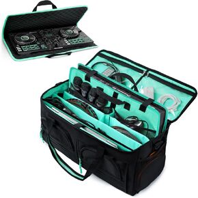 Dj Bag for Equipment, Gig Bag for Musicians,Large Dj Cable File Bag, With Sponge Cases for Pioneer DDJ flx4 DDJ-400,DDJ-SB3 SB2,DDJ-RB,Numark Controller, Padded Dividers for DJ Accessories