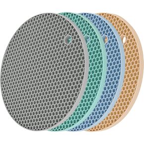 Silicone Trivets for Hot Dishes, Silicone Pot Holders for Kitchen, Trivet Mat Hot Pads for Kitchen, Trivets for Hot Pots and Pans, Heat Resistant Mats for Quartz Countertop, Set 4 Light Gray