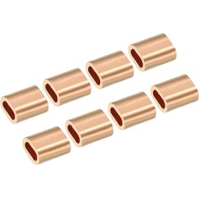 PATIKIL 3/32"/ 2.5mm Wire Rope Crimping Loop Sleeve, 25 Pack Copper Single Oval Hole Cable Crimps for Wire Rope Cable Ferrule, Golden