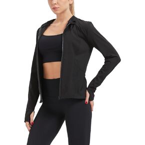 Women's Lightweight Full Zip Athletic Jackets,Running Sports Workout Jackets With Pockets and Thumb Holes