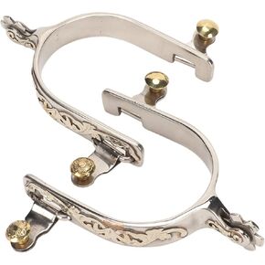 Focket Western Cowboy Spurs, 1 Pair Horse Spurs Stainless Steel Western Horse Spurs with Rotatable Gear, Retro Fine Workmanship Men Women Horse Boot Spurs for Equestrian