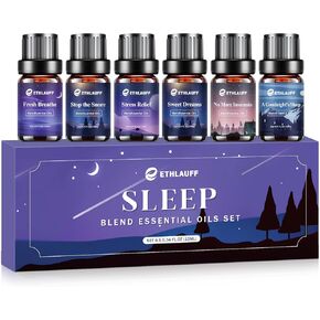 Sleep Essential Oils Set, Essential Oils for Diffusers for Home, Candle Making Scents - Lavender, Peppermint, Tea Tree, Eucalyptus, Lemongrass, 6x10ml