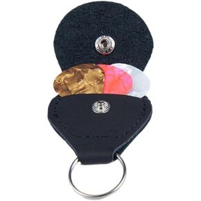 Black Guitar Picks Holder Case, PU Leather Guitar Plectrums Bag with Keyring, Keychain Plectrum Key Fob Cases Bag, Gift for Guitar Players, Picks and Pick Holders