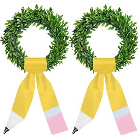 2Pcs 4th of July Wreath Sash for Front Door Independence Day Wreath Satin Sash Patriotic Embroidery Monogram Wreath Sash Accessories for July 4th Decorations Outdoor Indoor Home Party Yard Doorway