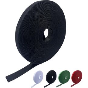0.6in wide black hook and loop tape 36feet/12yard Reusable Fastening Tape,Double-Sided Strips, Cut-to-Length Cinch Strap for Home, Office, garage, yard, etc.