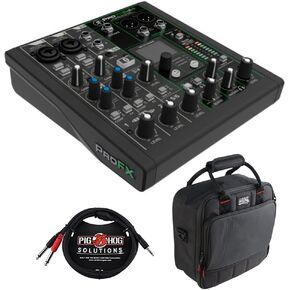 Mackie ProFX6v3+ 6-Channel Analog Mixer with Built-In FX, USB Recording, and Bluetooth Bundle with G-MIXERBAG-1212 Padded Nylon Mixer Bag and Stereo Breakout Cable 10'