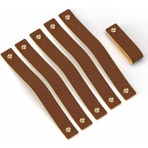 Leather Drawer Pulls - 6-Pack 2.5in Adjustable Soft Leather Cabinet Handles, Ideal for Living Room, Bedroom, and Kitchen Decor