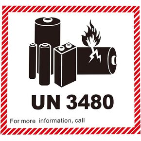 100pcs Lithium Ion Battery Transport Caution Warning Labels 4.7" x 4.3" Adhesive Stickers for Business Shipping Lithium Batteries (UN3481)