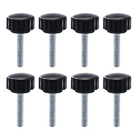 8pcs Metric Male Thread Knurled, M6 x 25mm Black Thumb Screw Clamping Knobs Plastic Grip Threaded Knurled