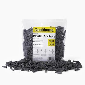 Premium Quality Ribbed Plastic Anchors, Bulk Pack #10-12 x 1"