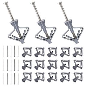 20 Pack Hollow Wall Anchors Butterfly Fastener Drywall Anchors with 20 Pack Stainless Steel Mounting Screws(Grey)