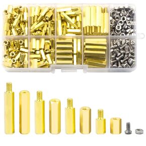 400PCS M3 Male Female Brass Hex Spacer Standoffs Screws Nuts, Motherboard Standoffs and Screws Assortment Kit, Threaded Pillar for Circuit Board PCB Motherboard