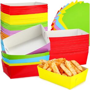 120 قطعة من صواني الطعام الورقية المقاومة للدهون، صواني الناتشو، قوارب الطعام الورقية، أطباق هوت دوج، متعددة الألوان، صواني تقديم للاستعمال مرة واحدة لحفلات أعياد الميلاد، عقد الناتشوز، البطاطس المقلية، كلاب الذرة الساخنة، 6 ألوان ثابتة in Kuwait
