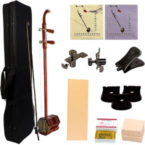 Chinese Erhu 2 String Violin Instrument Rosewood Erhu Chinese Violin Oriental Violin Free Accessories Suitable for Beginners to Get Started