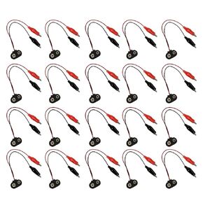 20Pcs Snap 9V Battery Clip Connector I Type 5.9 Inch Black Red Short Cable,Multimeter Test Leads