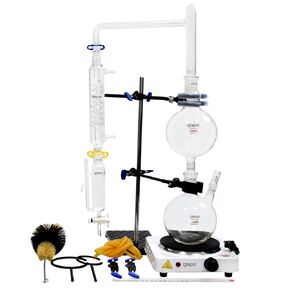 1000ml Essential Oil Distillation Apparatus Lab Glassware Kits with Hot Stove Graham Condenser Separating Funnel Water Distiller Purifier 24/40 Joint (1000ml)