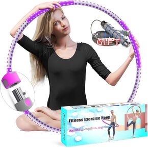 Exercise Hoop for Adults, Adjustable Weighted Stainless Steel Workout Hoops with Thicker Soft Foam, Professional Exercise Hoops for Weight Loss,Fitness