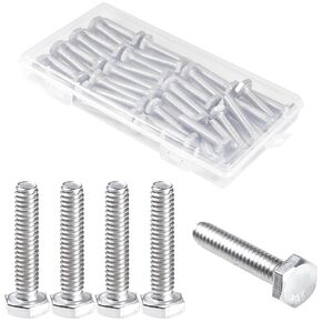 MroMax 30Pcs 1/4"-20 Hex Bolts, 1/4"-20 x 1-1/2" (A2-70) 304 Stainless Steel Fully Threaded UNC Hex Head Screws Bolts for Mounting Chair, Rail, Pump, Boat and Plastic Bumpers