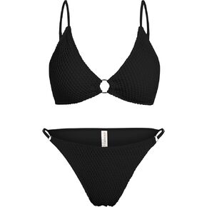 ZAFUL Women's Crochet O Ring Triangle Bikini Set Fishnet Mesh String Swimwear Sexy Two Piece Swimsuit in Kuwait