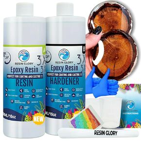 NEW Epoxy Resin Kit - 4L 1gallon 1:1 Ratio Crystal Clear for Art Coating Craft Casting - Jewellery Making, River Table, Coasters, Cheeseboard, DIY- Non-toxic