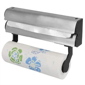 Home Basics Stainless Steel Paper Towel Holder with Integrated Wrap Dispenser