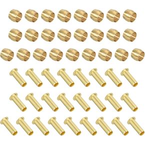 PATIKIL 7mm OD Tube Compression Assortment Kit, 25 Set Brass Compression Sleeve Ferrule & Insert for Water Oil Air Pipe