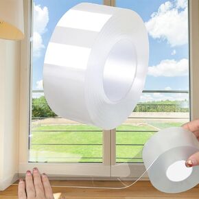 Air Conditioner Window Weather Sealing Tape 2 Inch x 33 FT Weather Stripping Residue-Free Clear Window Insulation Caulk Tape for Doors Windows and Shower Glass Gaps Bathroom