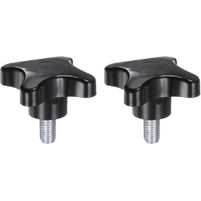 HARFINGTON 2pcs Star Knobs M10 x 90mm Male Thread Plastic 4-Star Stud Knob Hand Tightening Clamping Screw Replacement Threaded Handle, Black