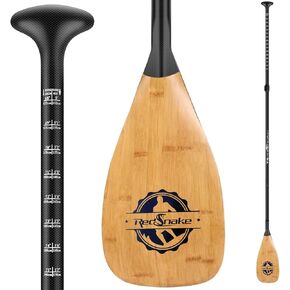 Full Carbon Fiber Stand Up Paddleboard Oar, Carbon Fiber Blade with Adjustable 3-Piece Imitation Bamboo SUP board Paddles Comes with a backpack
