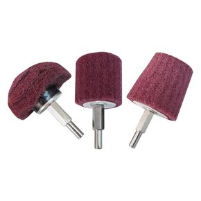 3Pc Mounted Non-woven Polishing Buffing Wheel for Drill, Kit with Each 1Pc 1/4 Inch Shank Mushroom, Goblet and Cylinder Shaped Polishing Wheel, for Metal Satining, Deburring, Rust and Paint Cleaning