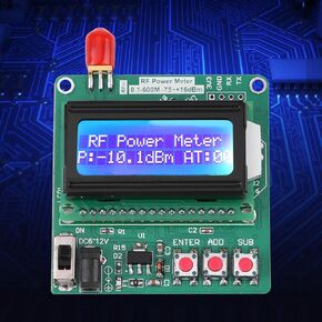 RF Power Meter, 1 600MHz, Frequency Attenuation Meter with Digital LCD Display for Radio Frequency Detection, 75~16 dBm