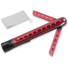 Traffic Wand Emergency Safety Flare Red LED Traffic Wand Multiple Modes Traffic Baton Light with Strong Magnetic Base Expandable Rotating Arms as Arrow Strobe Light Handheld Traffic Baton