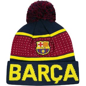 Icon Sports Boys Pegged Team Pom Beanie UEFA Champions League Soccer Barcelona, Team Color, OSFM