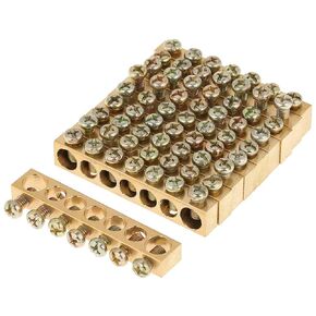 Fdit 10pcs 7-Hole Terminal Ground Bar Kit Electrical Distribution Wire Screw Terminal Brass Ground Neutral Bar