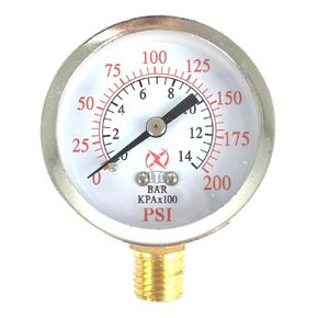 2" Air Pressure Gauge Lower Side Mount 1/4" NPT 2" Dial - 0 to 200 PSI