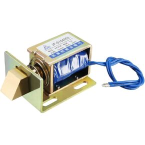 uxcell Eelectric Door Lock Solenoid,DC 24V 25N 10mm Stroke,Pull Type,Open Frame,Solenoid Electromagnet Lock with Mount Board,Linear Motion,JF-S1040DL