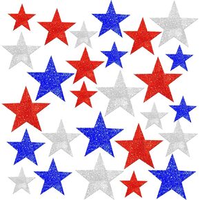KatchOn, Glitter 4th of July Star Cutouts - Red White and Blue Stars Cutouts | 4th of July Stickers for 4th of July Decorations | 4th of July Bulletin Board Decorations, Fourth of July Decorations
