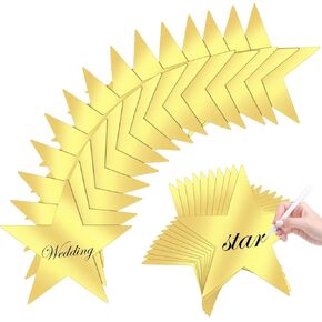 Gold Star Cutouts 11 Inch Double Printed Large Paper Stars Decorations for Wedding Party Classroom Supplies, 20 Pieces