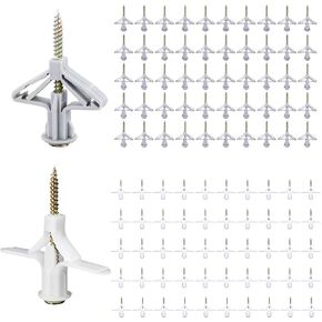 100 Set Drywall Anchor Kit Hollow-Wall Anchors with Screws for Plasterboard Drywall Gypsum Board (2 Styles) in Kuwait