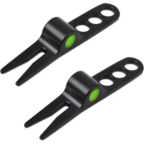 2 Pcs Golf Divot Tools, Black Golf Divot Repair Fork Portable Lightweight Golf Pitch Fork Golf Ball Accessory for Golf Divot Tools, On-Course Accessories