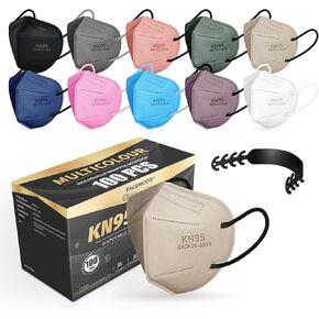 KN95 Face Masks Adults Disposable - 100 Pack KN95 Masks Protective Comfortable KN95 Masks 5-Layer KN95 Breathable Safety Face Masks & 5 Adjustable Mask Holder KN95 Masks 10 Colors