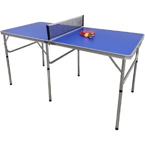 Trademark Innovations 5 Ft. Folding Table Tennis Ping Pong Table Set with Paddles and Balls, Blue