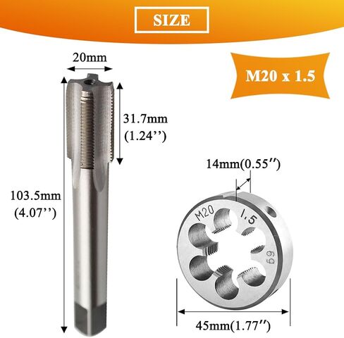 مجموعة الصنبور والقالب المترية M18 × 1.5 مم HSS آلة الصنبور وسبائك الصلب المستديرة المصنوعة يدويًا اليمنى... in Kuwait