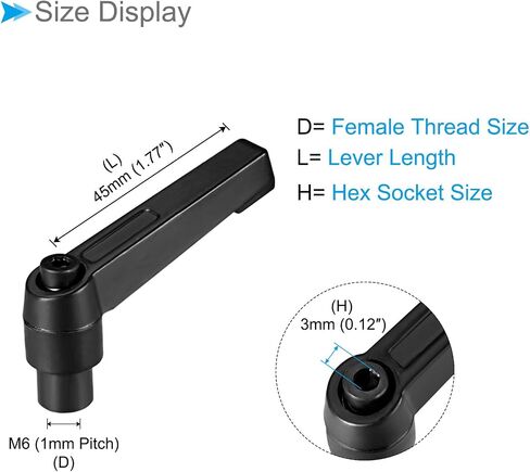 Clamping Lever Handles, M6 Female Thread 45mm Lever, Adjustable Quick Release Locking Rotating Knobs Black - (Applications: for Lathe Machinery), 4-Pieces in Saudi Arabia