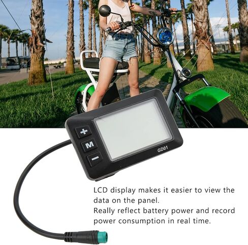 شاشة LCD للدراجة 36 فولت 48 فولت، لوحة تحكم مقاومة للماء للدراجة الإلكترونية شاشة LCD للكمبيوتر 5 دبوس قابس مقاوم للماء لمقود 22.2 مم لتعديل الدراجة in Saudi Arabia