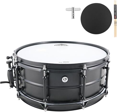 طبلة EASTROOCK Snare Drum مقاس 14 × 6.5 بوصة بلون بني محمر بلمسة نهائية احترافية لطبلة الطبول للبالغين ومجموعة الطبول المتقدمة (بني محمر) in Kuwait